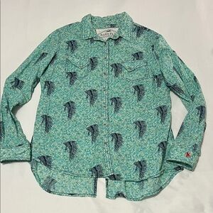 Barn Fly Trading 100% Cotton Floral & Headdress Print Button Down Shirt